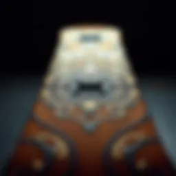 A detailed close-up of a fingerboard showcasing its intricate design