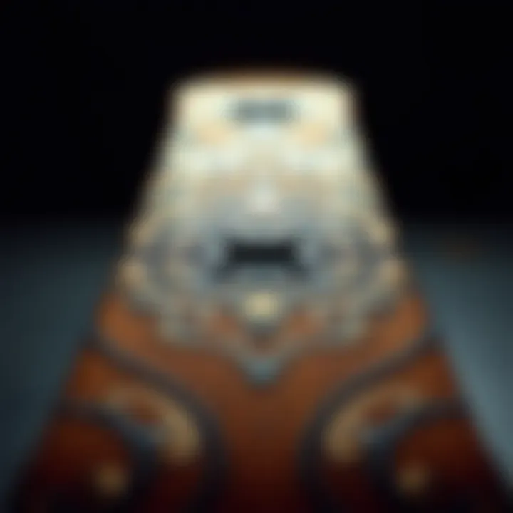 Intricate Fingerboard Design A detailed close-up of a fingerboard showcasing its intricate design