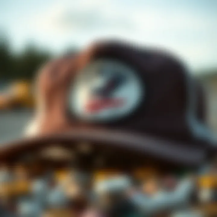 A close-up view of the materials used in crafting a skateboard hat.