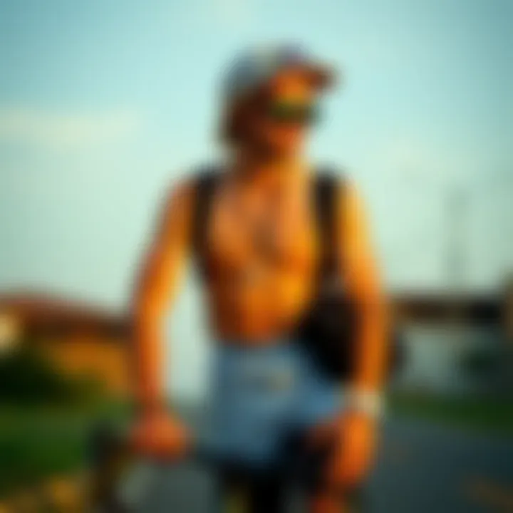 Stylish Pairing with Accessories Stylish pairing of bike shorts with sporty accessories