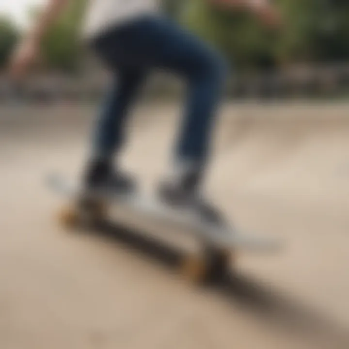 Skateboarder performing tricks while wearing Vans Cushion Shoes on a skate park.