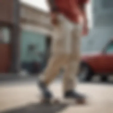 Style and Functionality in Skateboarding Skateboarder wearing Vans drawstring pants