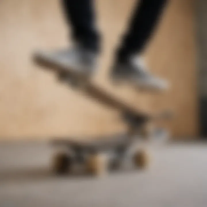 Skater performing a trick while wearing Vans with thick soles, showcasing functionality
