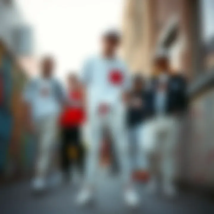 Various outfit combinations featuring white Dickies pants