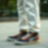 Stylish white Dickies pants paired with skate shoes