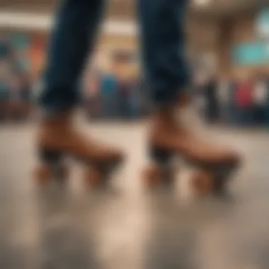 A nostalgic scene of skaters enjoying a retro roller skating rink.