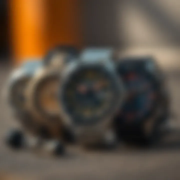 Diverse watch styles that appeal to lifestyle enthusiasts Group of watches showcasing diverse styles