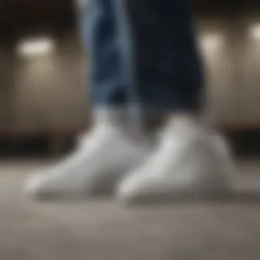 Design Features of White Nike Lowtops Detailed view of the design features of white Nike lowtops