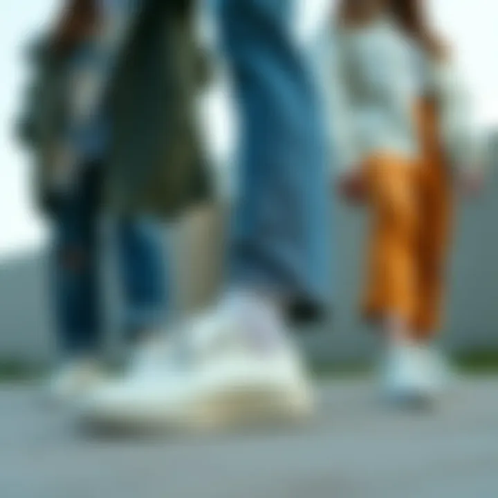 Various outfit pairings showcasing cream Converse sneakers