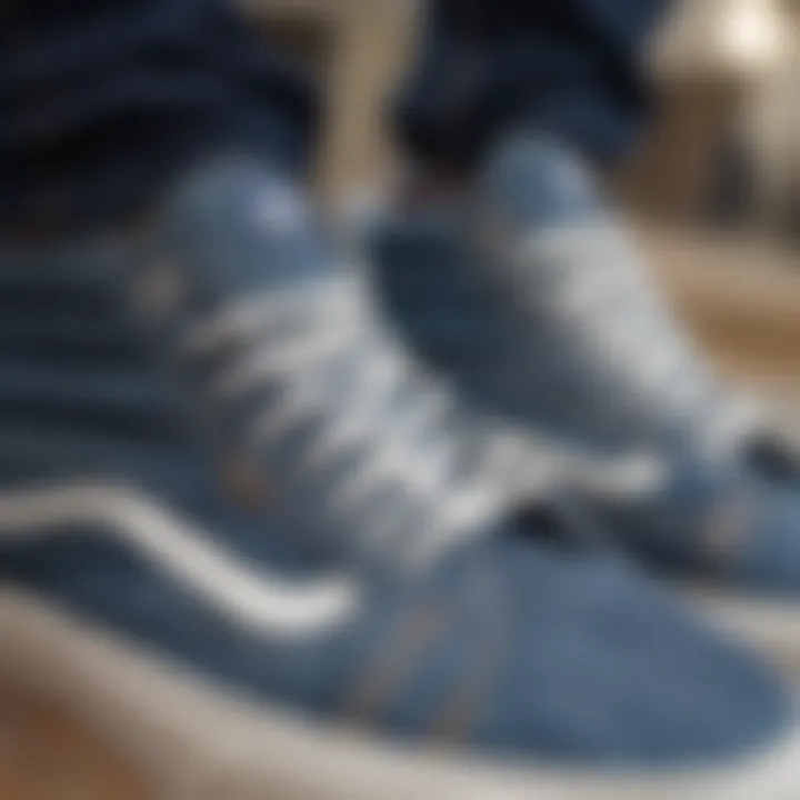 Close-up of denim Vans showcasing texture and stitching