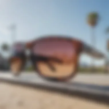 Close-up of the Oakley Holbrook sunglasses frame and lens