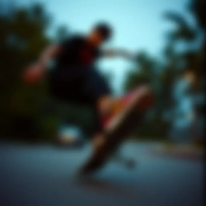 A skateboarder wearing Fila Disruptor II while performing a trick