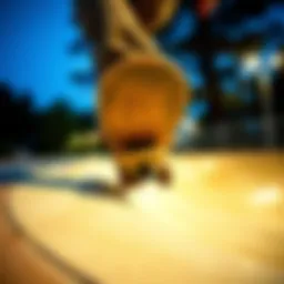 Skateboard in action on a ramp