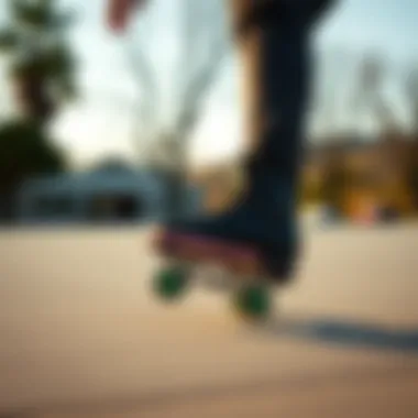 Skater performing a trick while wearing FT4 Pro skates, highlighting their performance in action