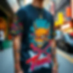 Vibrant graphic tee showcasing urban art