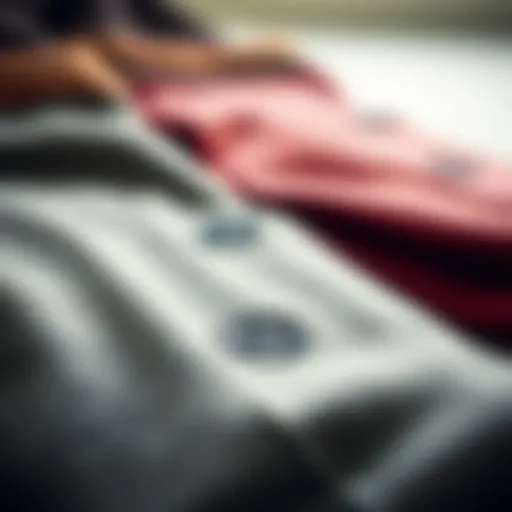 A close-up of head sweatpants showcasing unique fabric textures