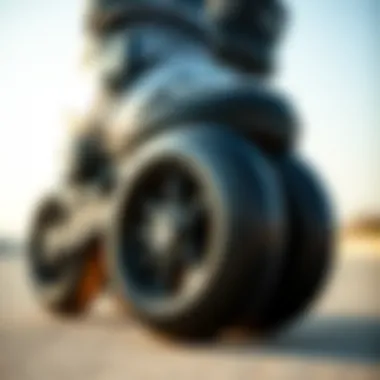 Close-up of Heelys size 8.5 featuring the unique wheels