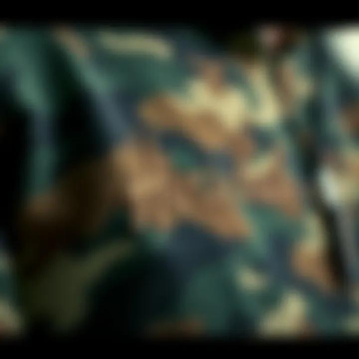 Close-up of Herschel camouflage pattern on skateboard apparel