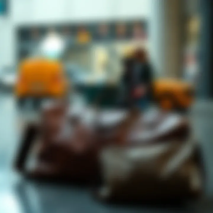 Herschel Leather Duffle Bag in a travel setting