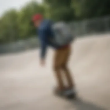 Skateboarder wearing the Herschel Supply Hip Pack while performing a trick