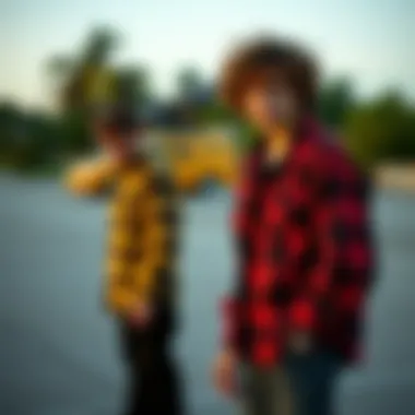 A historical timeline illustrating the evolution of primitive flannel in skate fashion