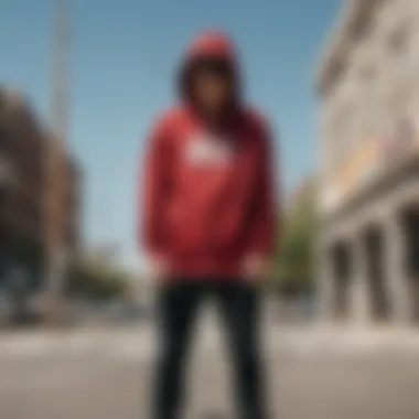 Skater wearing HUF zip-up hoodie in urban environment