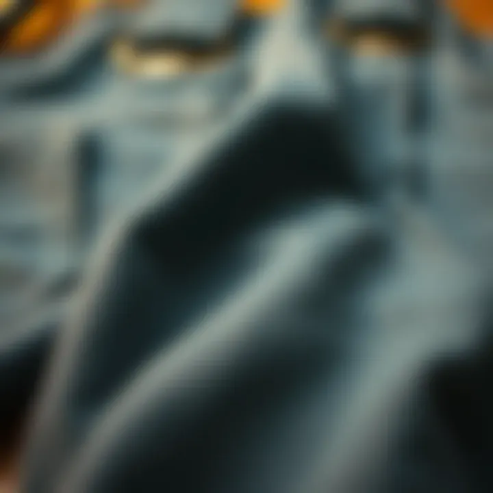 Unique fabric textures of overalls displayed artistically