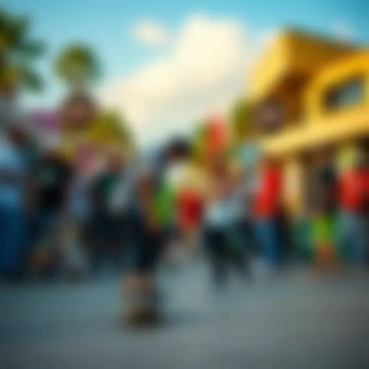 A vibrant skateboarding scene reflecting the culture's energy