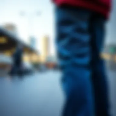 Levi Hi Ball Jeans showcased in an urban skate setting