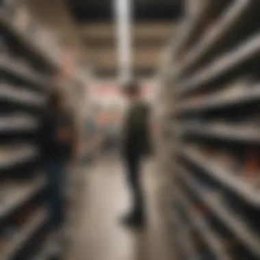 A shopper browsing through a sale rack at a local store