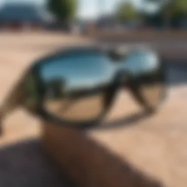 Close-up shot of unique features of Pit Viper sunglasses