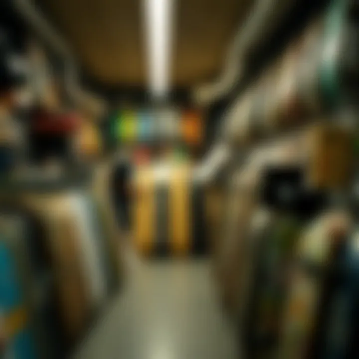 A local longboard shop filled with a variety of boards and accessories.