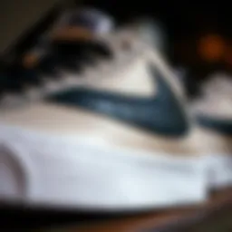 Close-up view of Nike Blazers showcasing the black swoosh detail