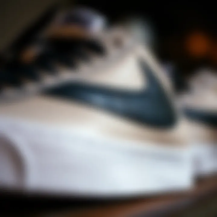 Close-up view of Nike Blazers showcasing the black swoosh detail