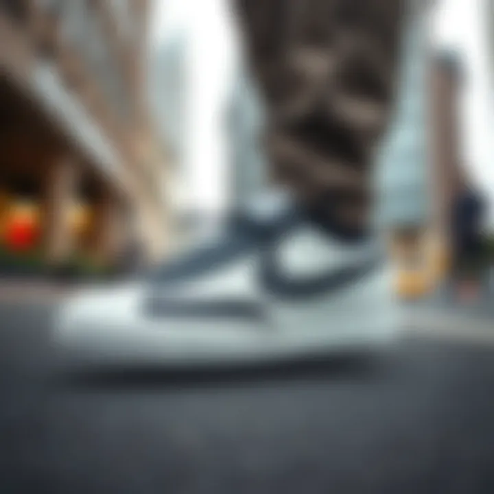 Nike Blazers in an urban skateboarding environment