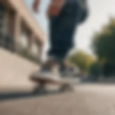 Skateboarder performing tricks wearing Nike Janoski shoes