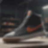 Close-up of Nike mid skate shoes showcasing unique design elements