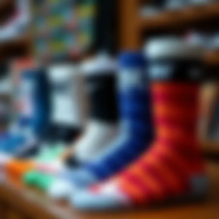 Display of various Nike SB crew sock styles
