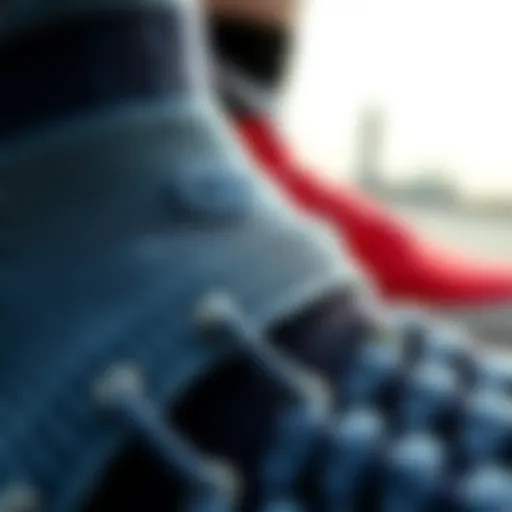 Close-up of Nike SB crew sock texture and materials
