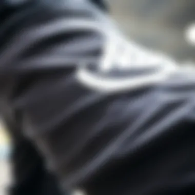 Close-up of the fabric texture of Nike spandex sweatpants