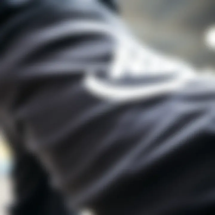 Close-up of the fabric texture of Nike spandex sweatpants