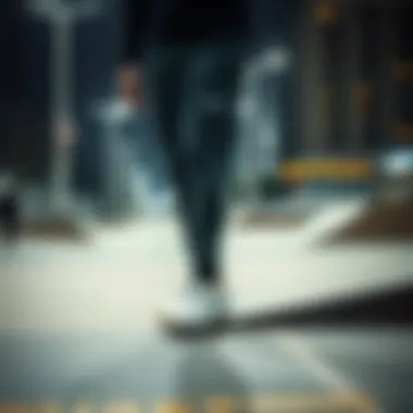 Nike spandex sweatpants displayed in an urban skate park setting