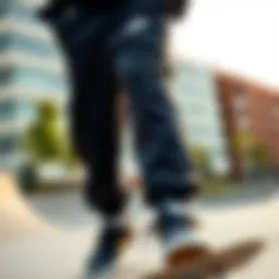 Nike Team Sweatpants showcased in an urban skate park setting