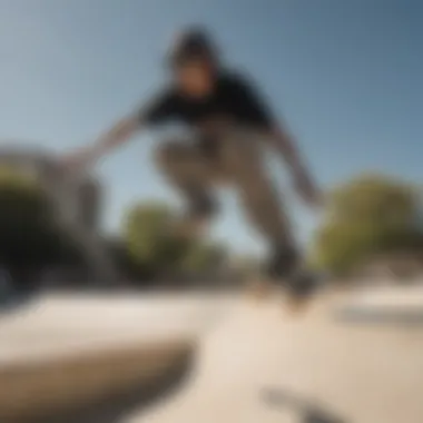 Skateboarding with Oakley Holbrook Sunglasses Skateboarder wearing Oakley Holbrook sunglasses during a trick in a skate park