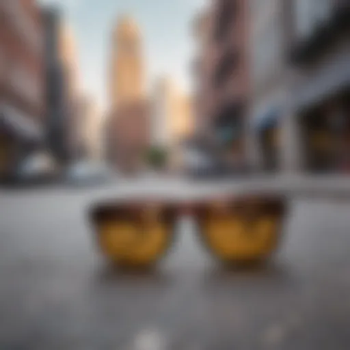 Stylish Oakley Holbrook sunglasses displayed against a vibrant urban backdrop