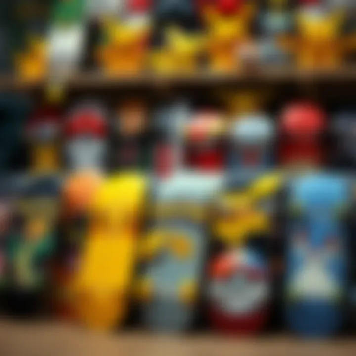 Artistic Display of Pokémon Skate Decks Collection of various Pokémon skate decks displayed artistically