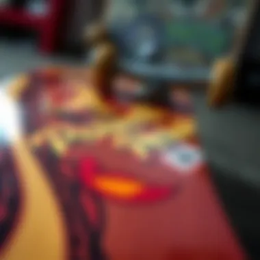 Close-up of a Powell Peralta skateboard deck highlighting craftsmanship