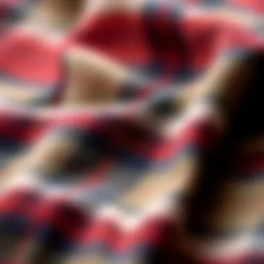 Close-up of the texture and pattern of primitive flannel fabric