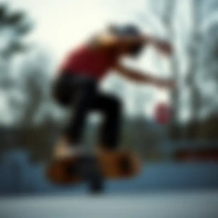 Skateboarder performing tricks with Raptor Skateboard