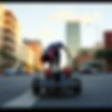 Dynamic view of Raptor Skateboard on urban landscape